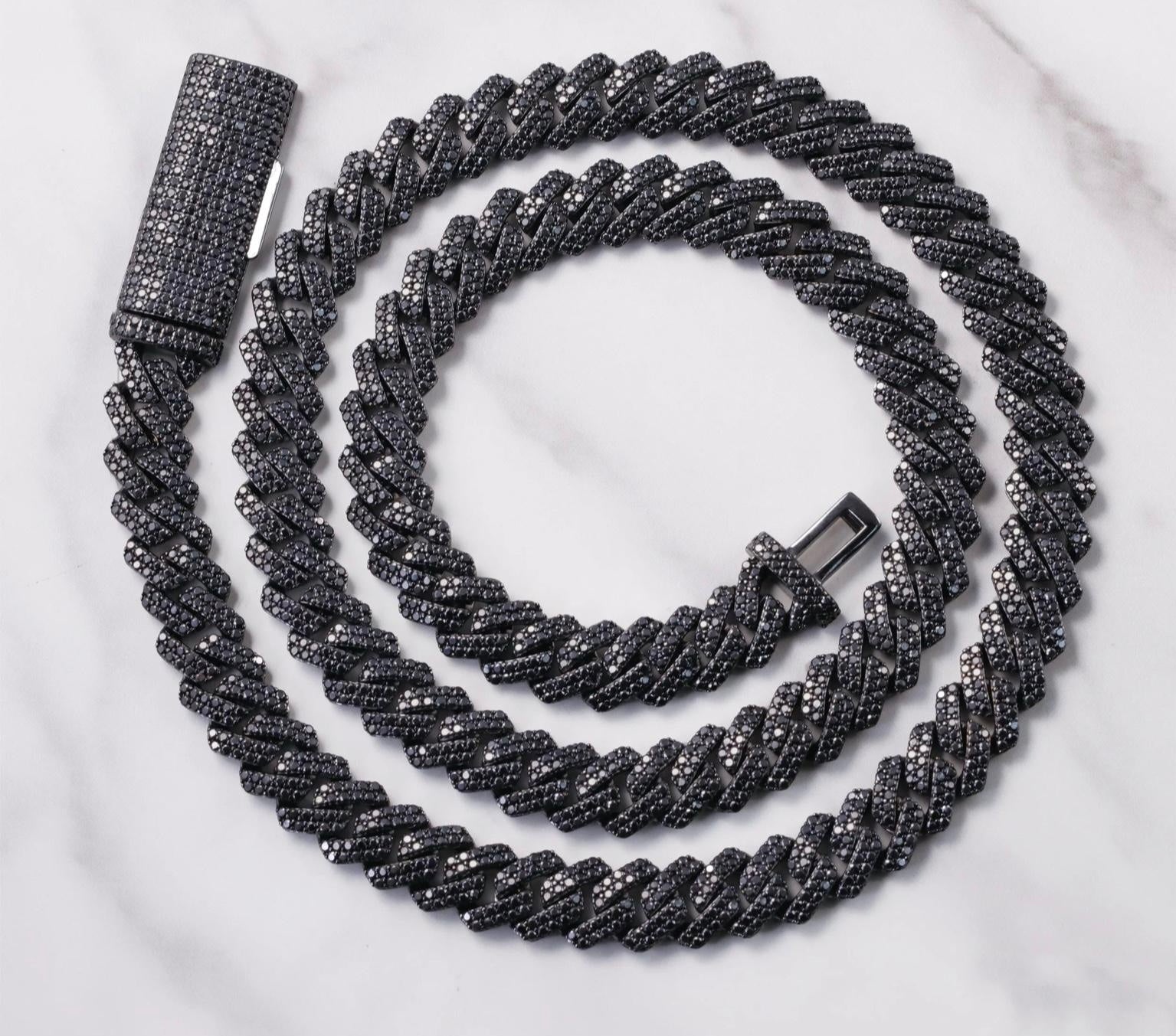 Chaîne Cuban Link Noire moissanite et Argent 925 (10mm)