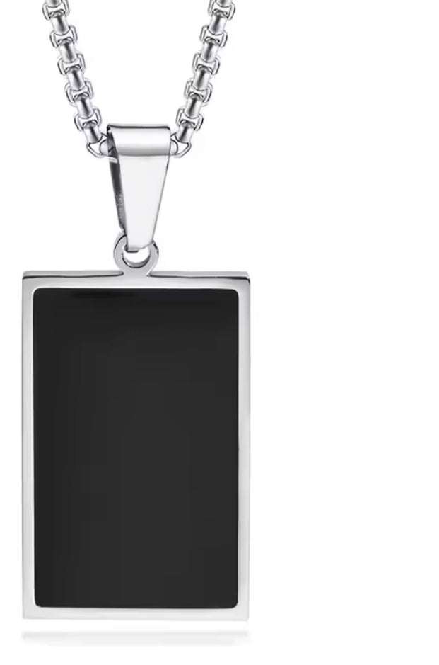 Collar con colgante cuadrado para hombre - Acero inoxidable resistente al agua, estilo minimalista