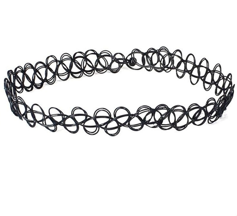 KISMIS - Juego de 6 gargantillas de encaje negro, collar elástico estilo gótico punk vintage, joyería para mujer, 1 juego