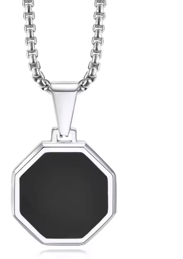 Collar con colgante cuadrado para hombre - Acero inoxidable resistente al agua, estilo minimalista