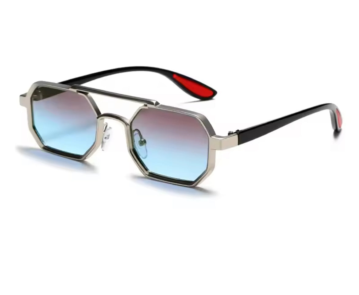Lunettes de Soleil Polygonales Métal, Style Designer UV400 Unisexe