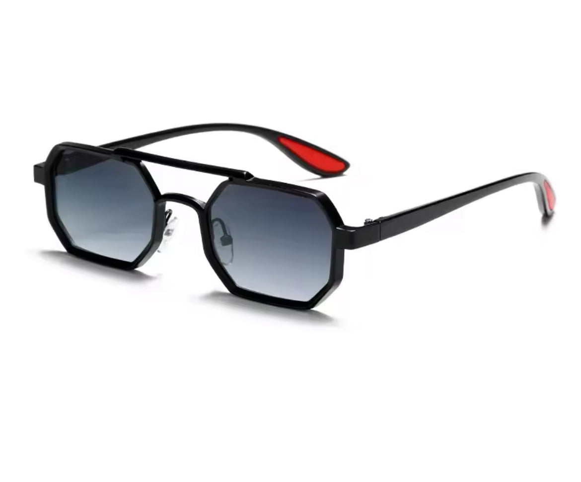 Lunettes de Soleil Polygonales Métal, Style Designer UV400 Unisexe