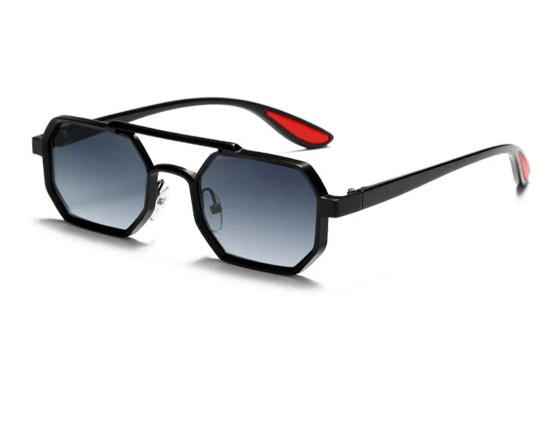 Lunettes de Soleil Polygonales Métal, Style Designer UV400 Unisexe