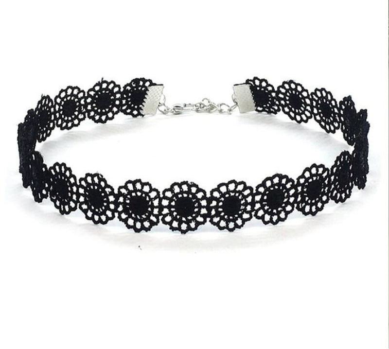 KISMIS - Juego de 6 gargantillas de encaje negro, collar elástico estilo gótico punk vintage, joyería para mujer, 1 juego