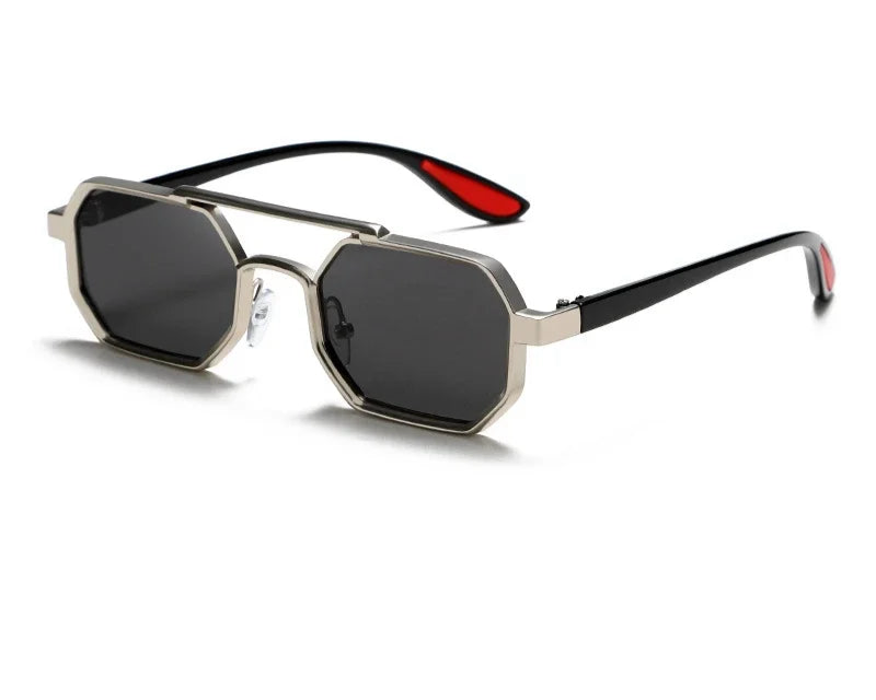 Lunettes de Soleil Polygonales Métal, Style Designer UV400 Unisexe