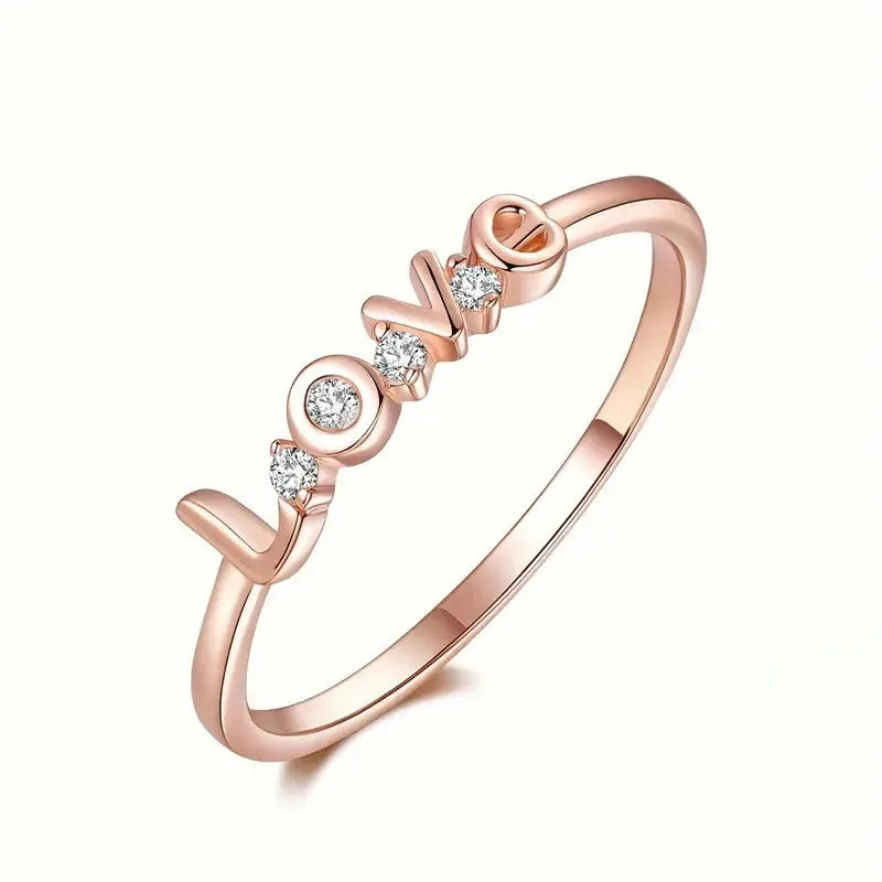 Bague LOVE ajustable en argent sterling 925 avec cristaux
