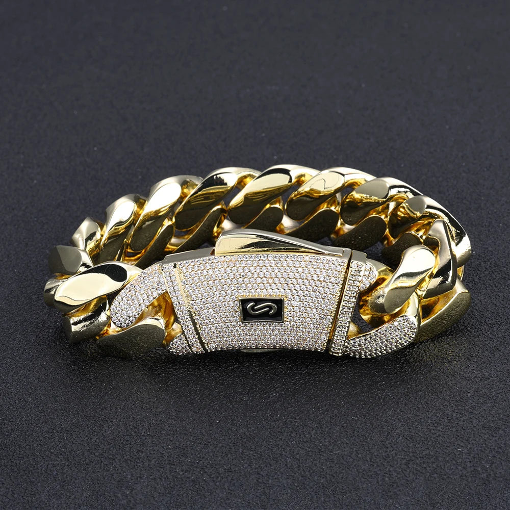 Bijou Homme chaîne cubaine plaqué or 14k premium