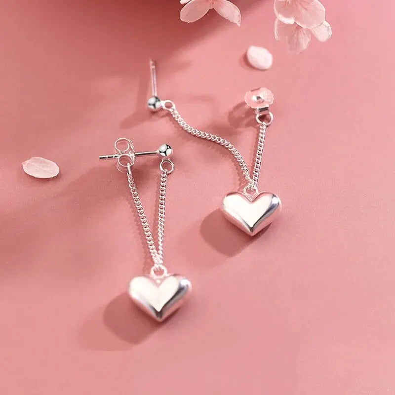 Boucles d’Oreilles Pendantes en Forme de Cœur – Style Élégant Argenté-Boucle d’oreilles-Héritage Chic -Heritage Chic