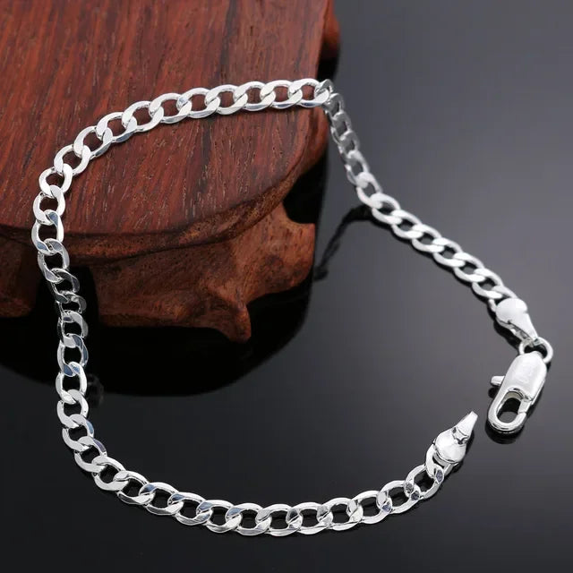 Bracelet chaîne Figaro punk en argent pour homme