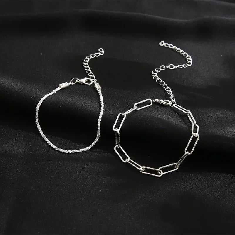 Bracelet chaîne fine en argent, style tendance moderne