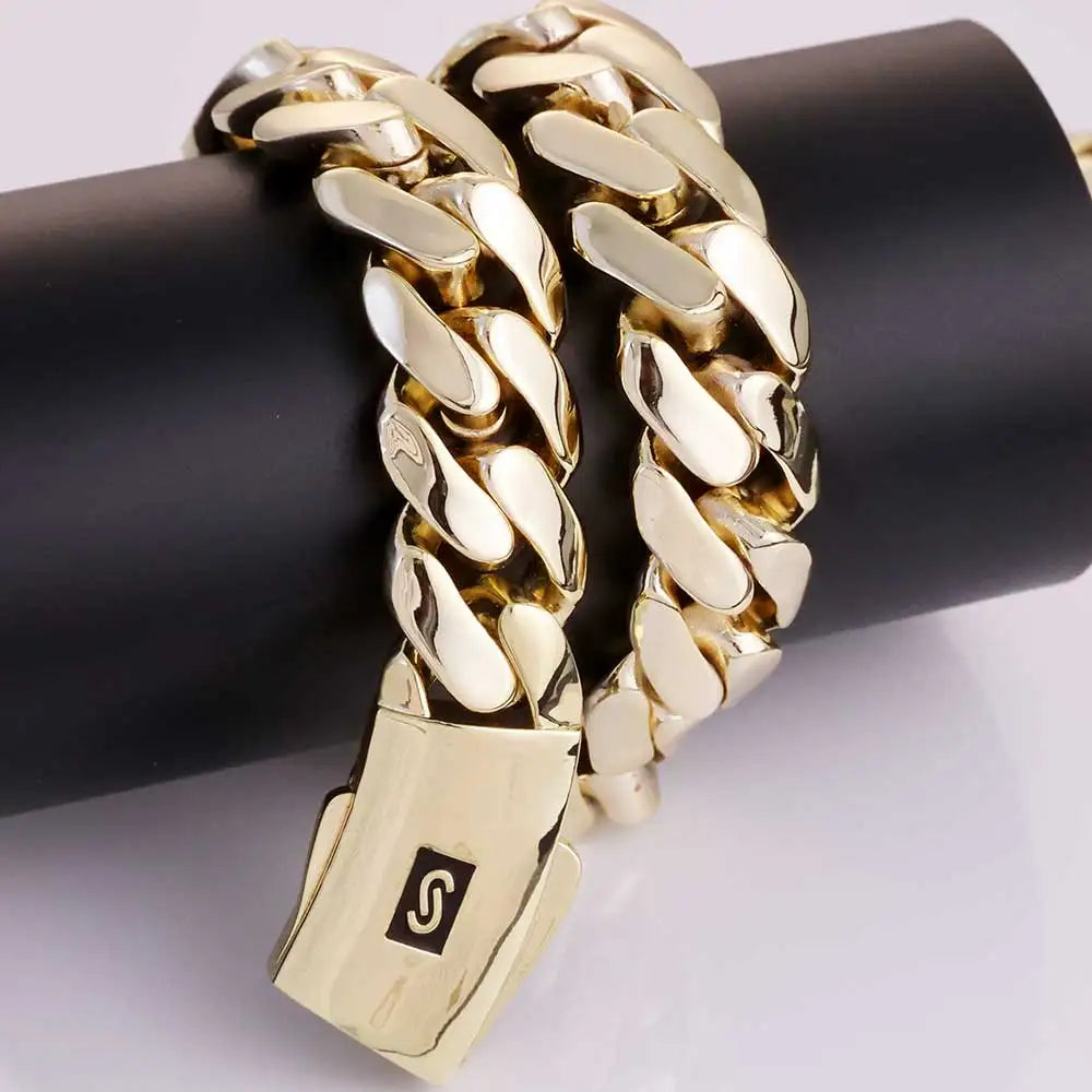 Bracelet cuban link doré style streetwear et chic