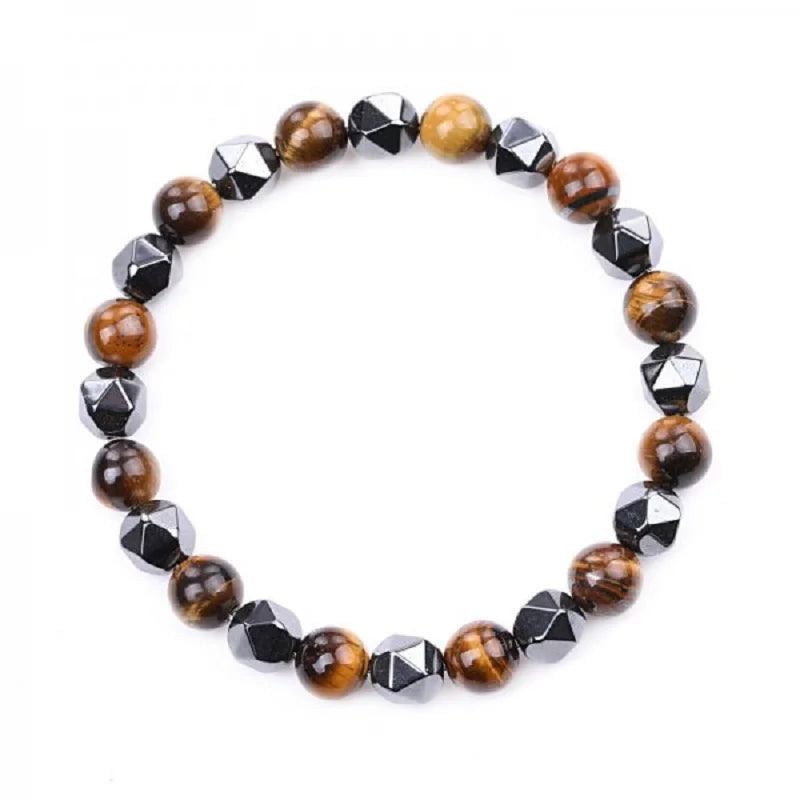 Bracelet perles noires naturelles – vue à plat