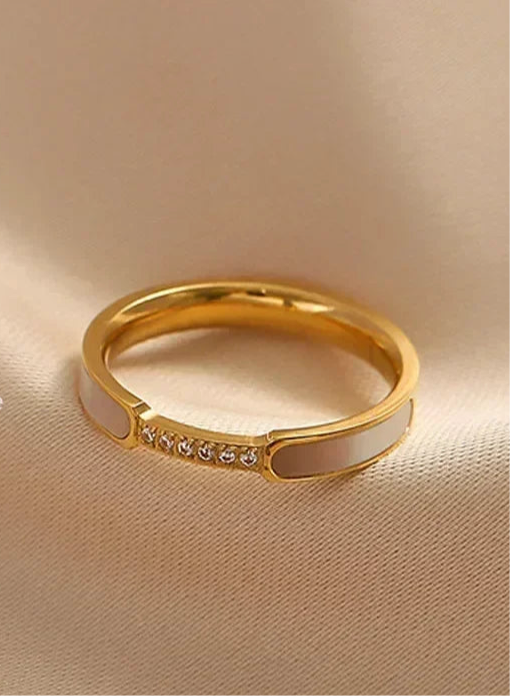 Bague Dorée Femme zircon–Acier Inoxydable, Élégance Discrète