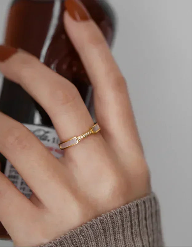 Bague Dorée Femme zircon–Acier Inoxydable, Élégance Discrète