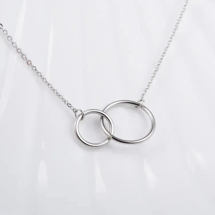 Collier Double Cercle Infini – Acier inoxydable argenté/doré 18K-Collier-Héritage Chic -Silver-Heritage Chic