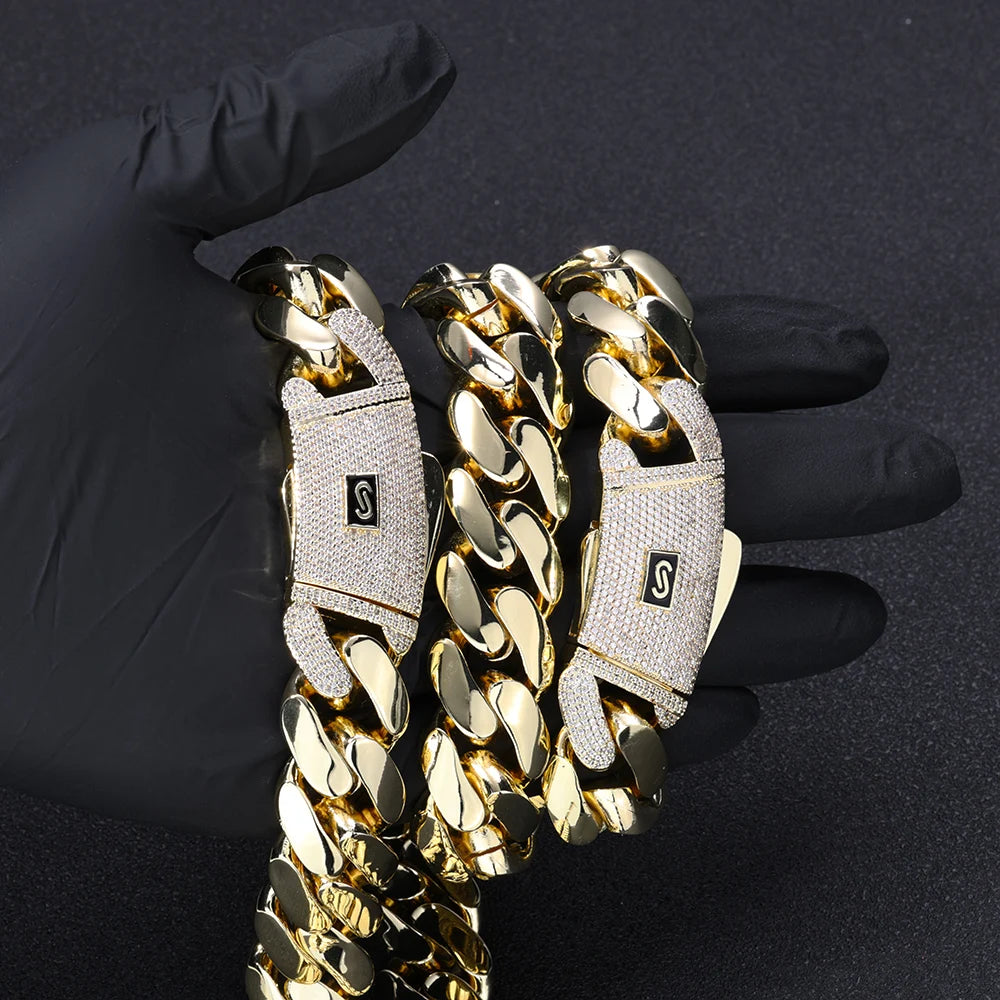 Collier chaîne cubaine plaqué or 14 carats brillant
