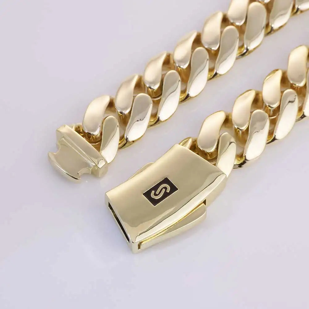 Collier hip hop cuban chain plaqué or 14k tendance