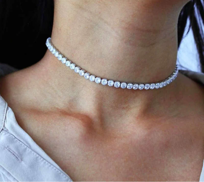 Collier Tennis 4mm Zircon Cubique – Luxe Brillant Femme