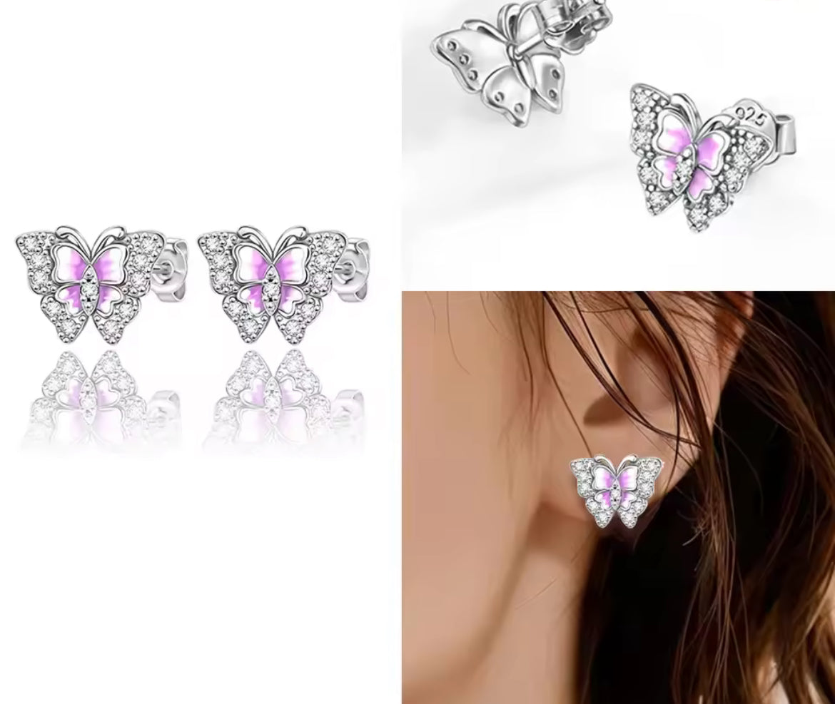 Boucles d’Oreilles Cœur en Argent 925 Certifié – Zircon Coloré Élégant 2025