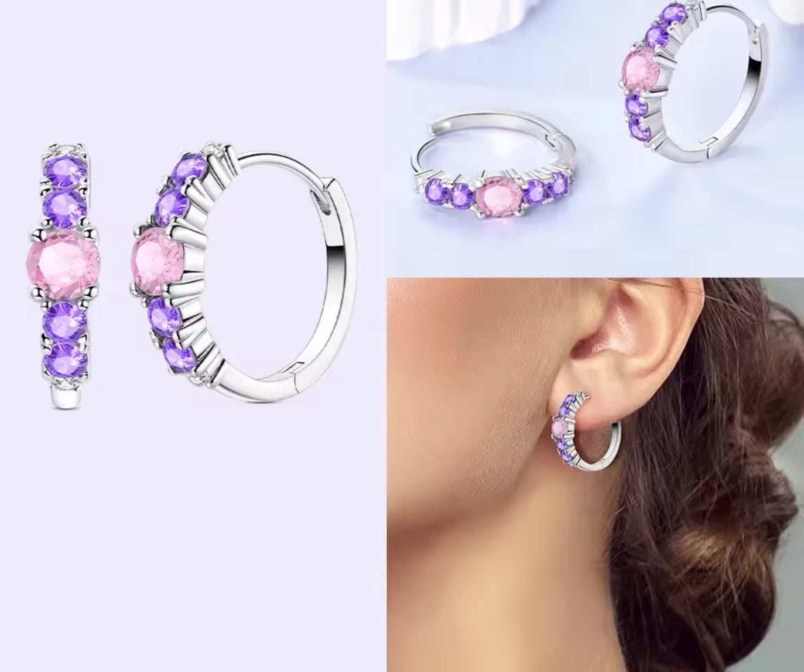 Boucles d’Oreilles Cœur en Argent 925 Certifié – Zircon Coloré Élégant 2025