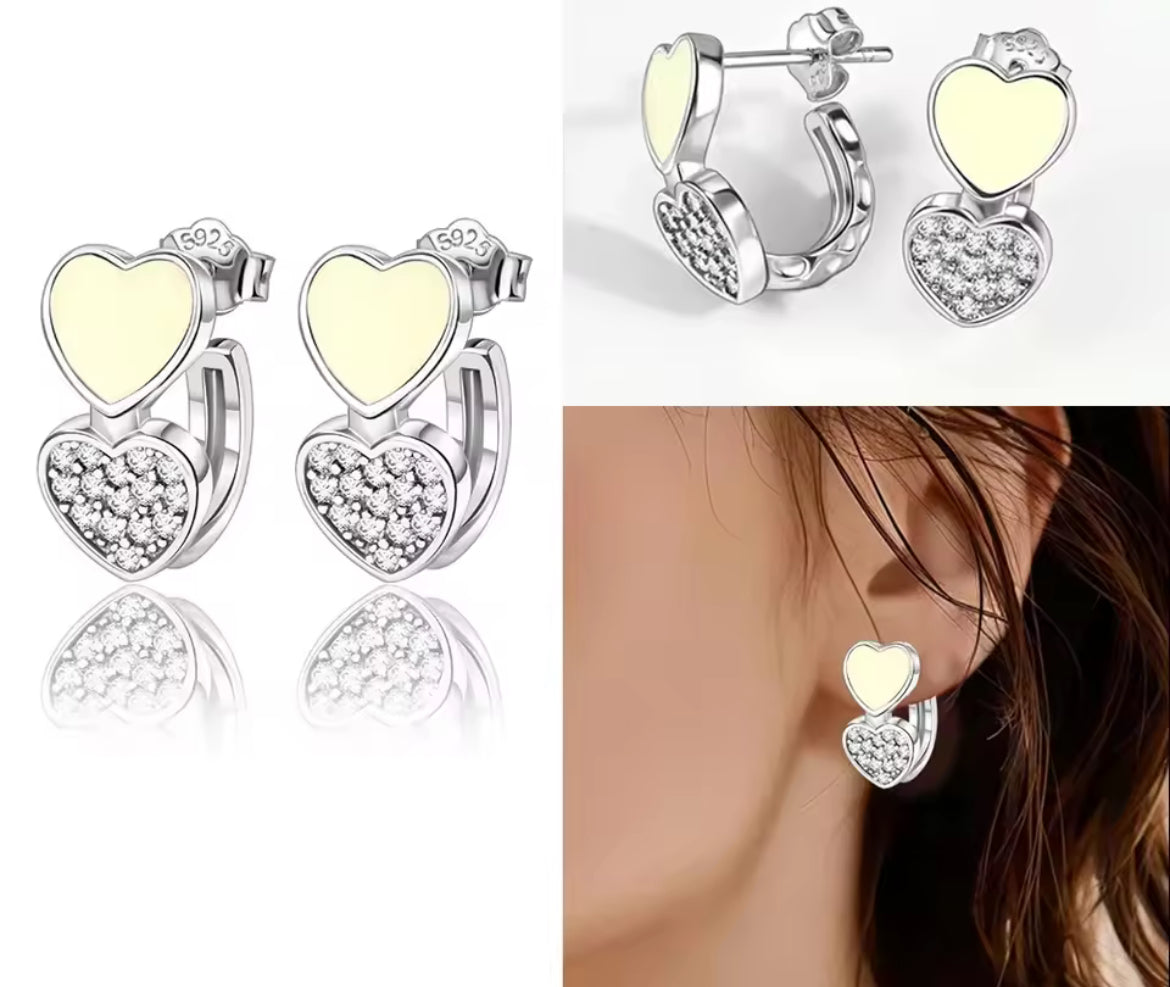 Boucles d’Oreilles Cœur en Argent 925 Certifié – Zircon Coloré Élégant 2025