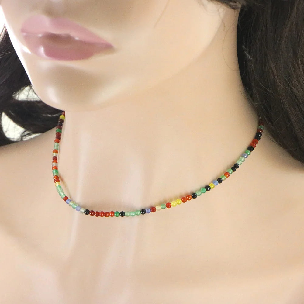 Collier Bohème Pierres Naturelles Multicolores