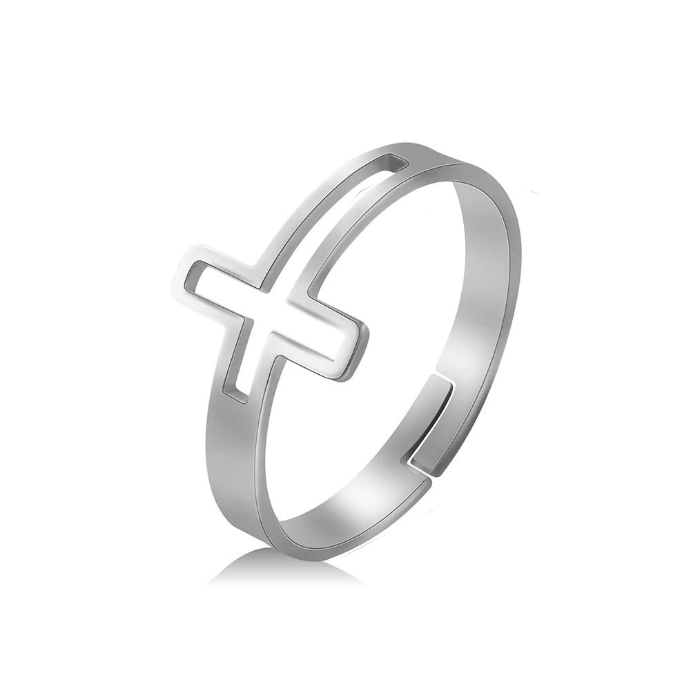 Bague Ajustable Fantaisie, Acier Inoxydable Argenté, Motifs Originaux pour Femmes Adultes
