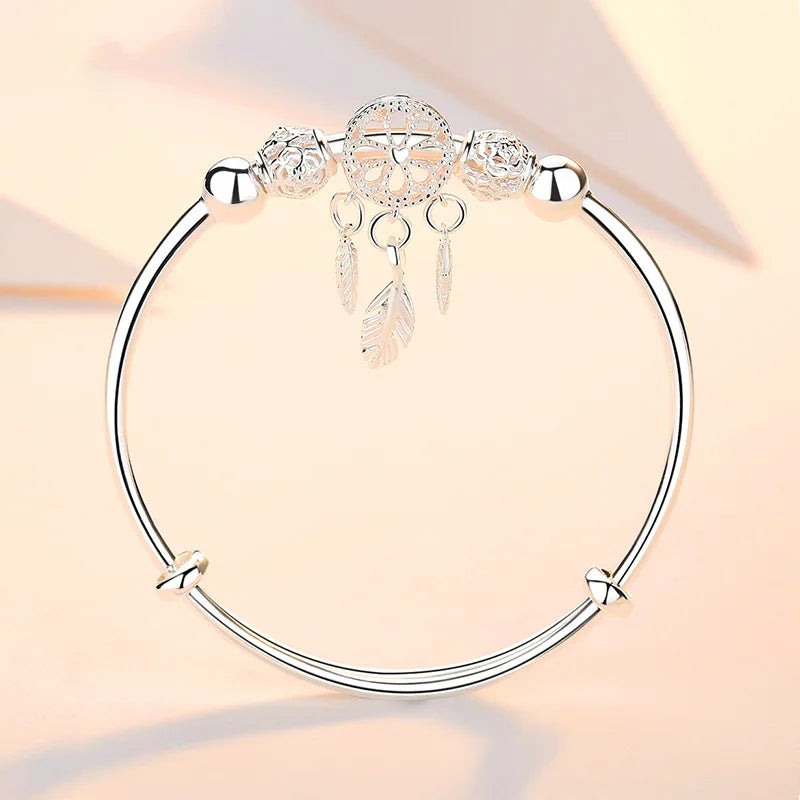 Bracelet Capteur de Rêves Argent 925–Perles,pampille Bohème