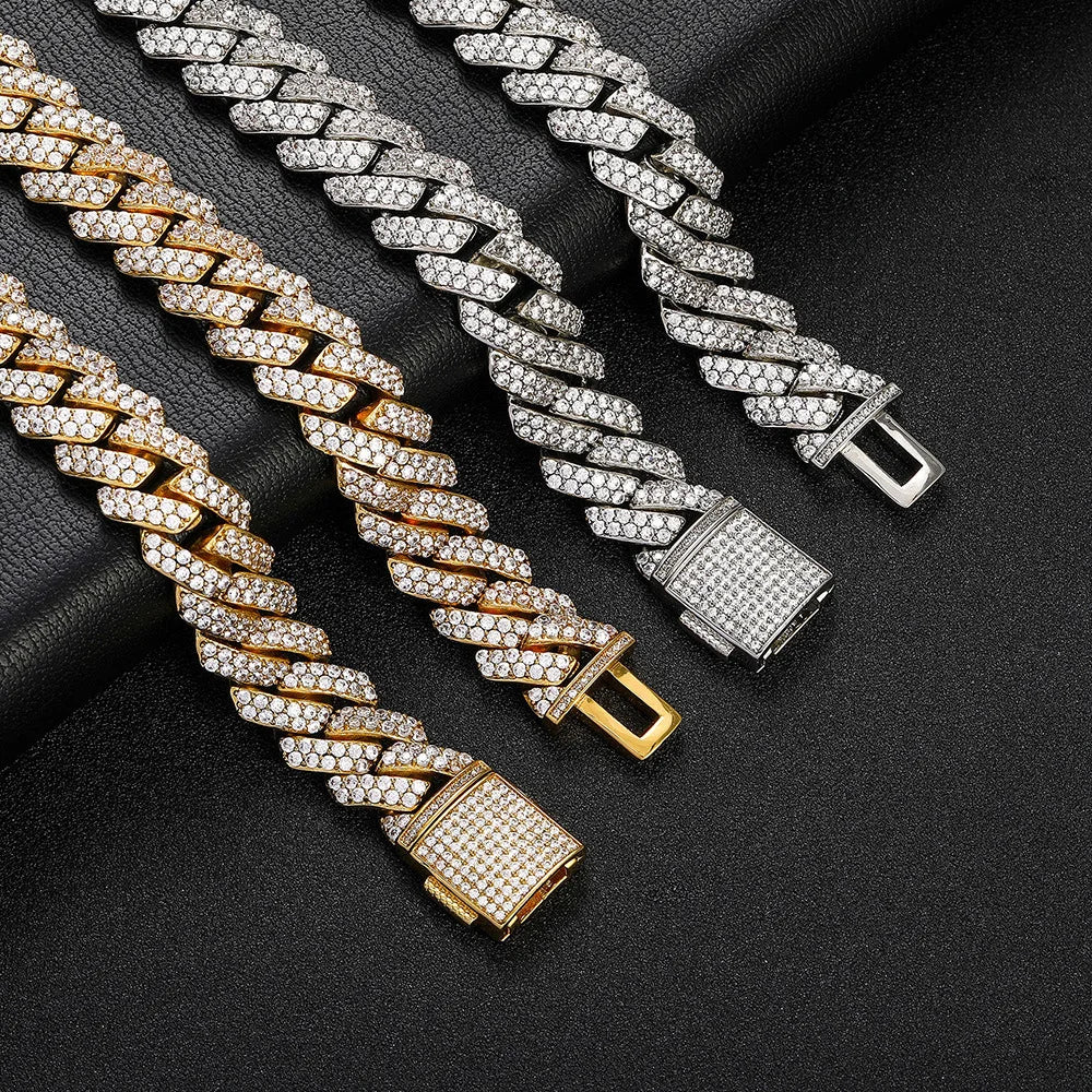Collier Hip-Hop Homme – Chaîne Cubaine Zircon 15mm