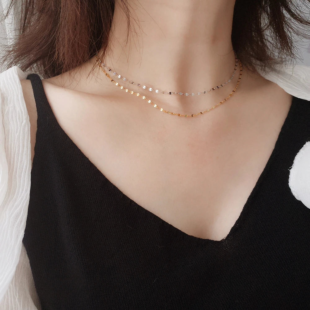 Collier chaîne ondulée en acier inoxydable – Finition dorée, style clavicule