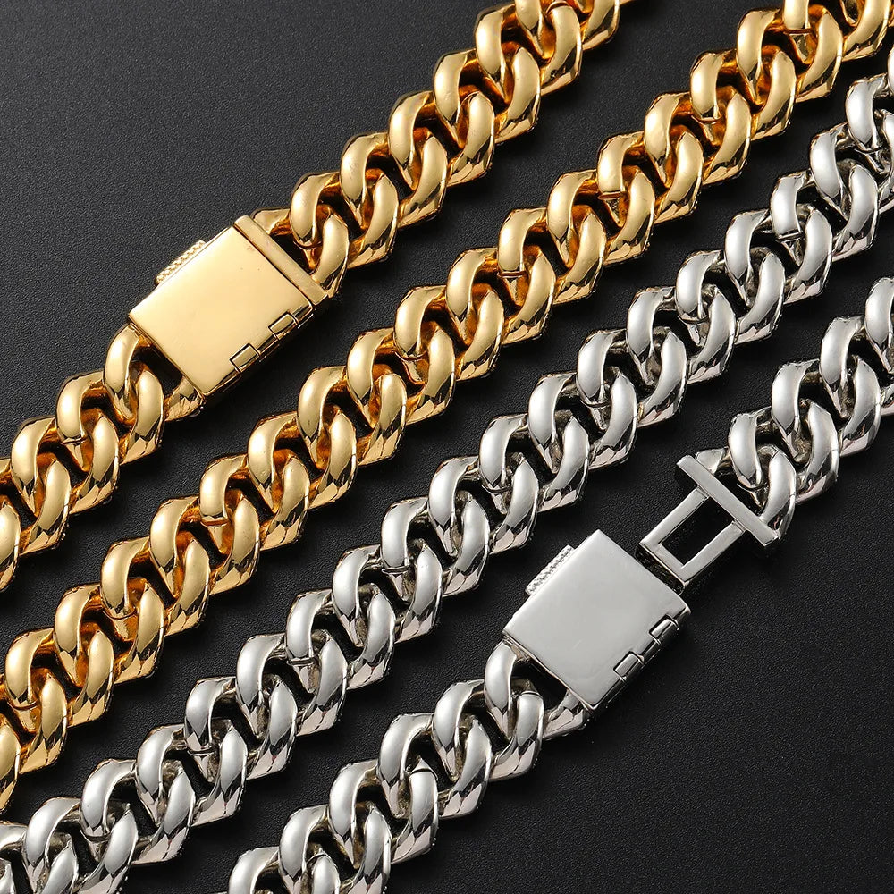 Collier Hip-Hop Homme – Chaîne Cubaine Zircon 15mm