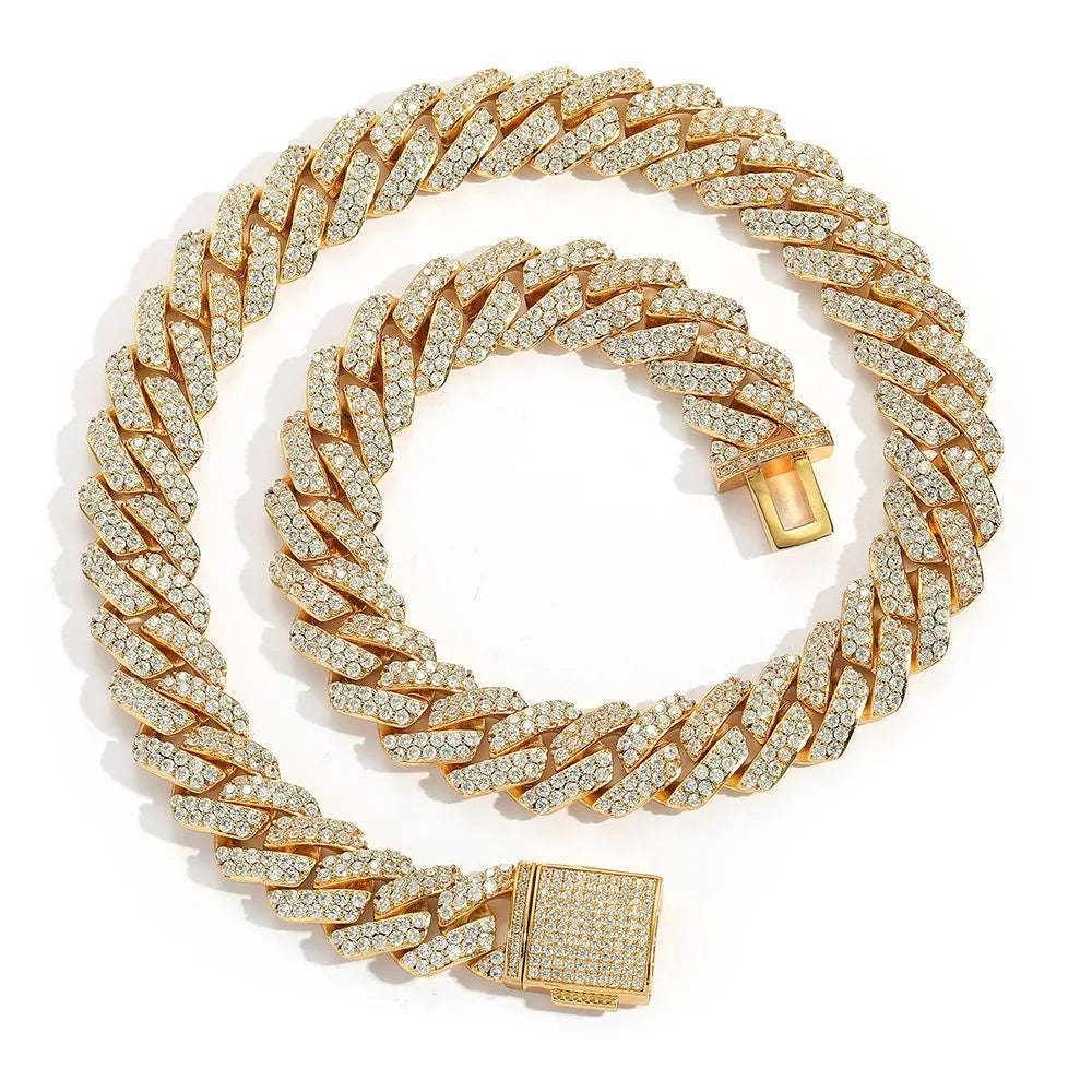 Collier Hip-Hop Homme – Chaîne Cubaine Zircon 15mm