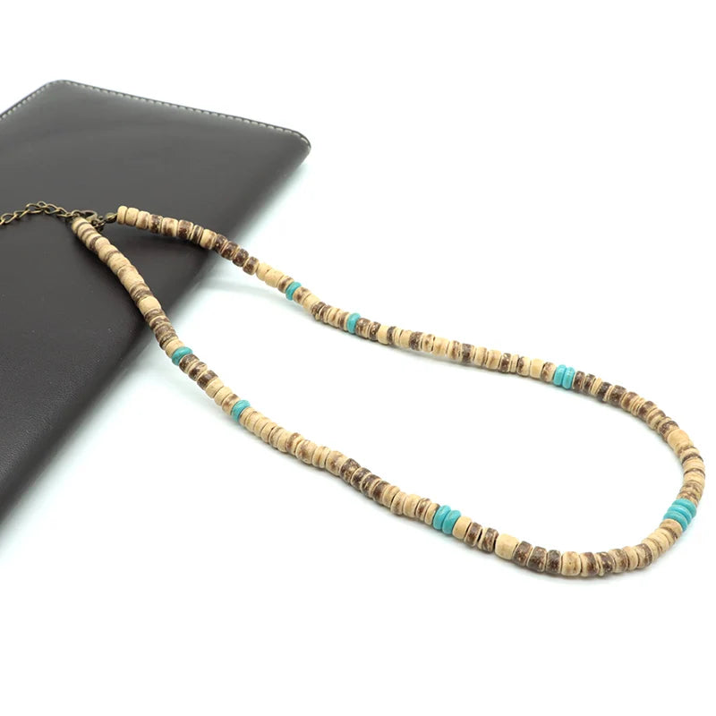 Collar de madera natural para hombre: gargantilla vintage y de meditación