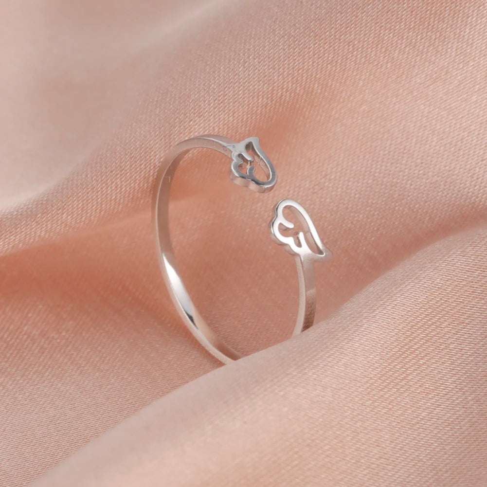 Bague Ajustable Fantaisie, Acier Inoxydable Argenté, Motifs Originaux pour Femmes Adultes