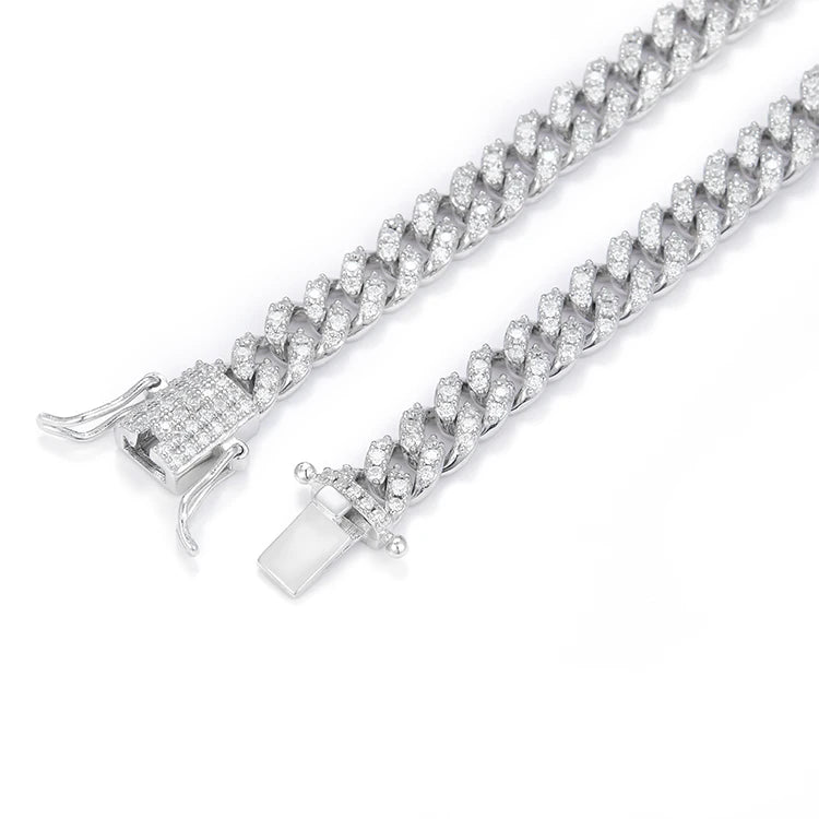 Chaîne moissanite 6 mm pour homme – Argent 925, style cubain brillant, bijou haut de gamme Héritage Chic