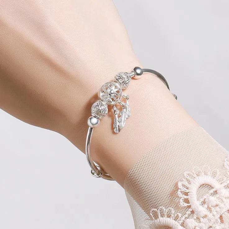 Bracelet Capteur de Rêves Argent 925–Perles,pampille Bohème