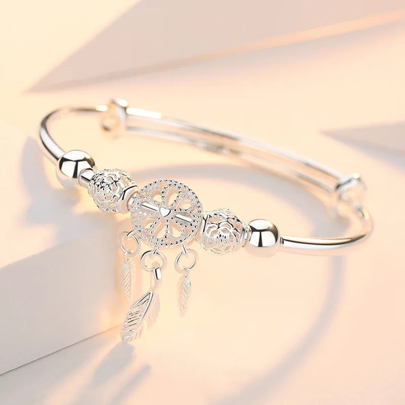 Bracelet Capteur de Rêves Argent 925–Perles,pampille Bohème