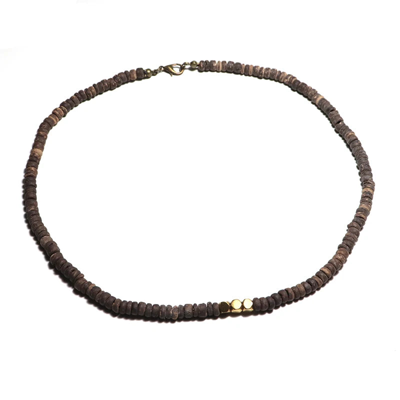 Collar de madera natural para hombre: gargantilla vintage y de meditación