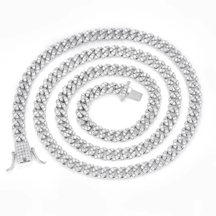 Chaîne moissanite 6 mm pour homme – Argent 925, style cubain brillant, bijou haut de gamme Héritage Chic