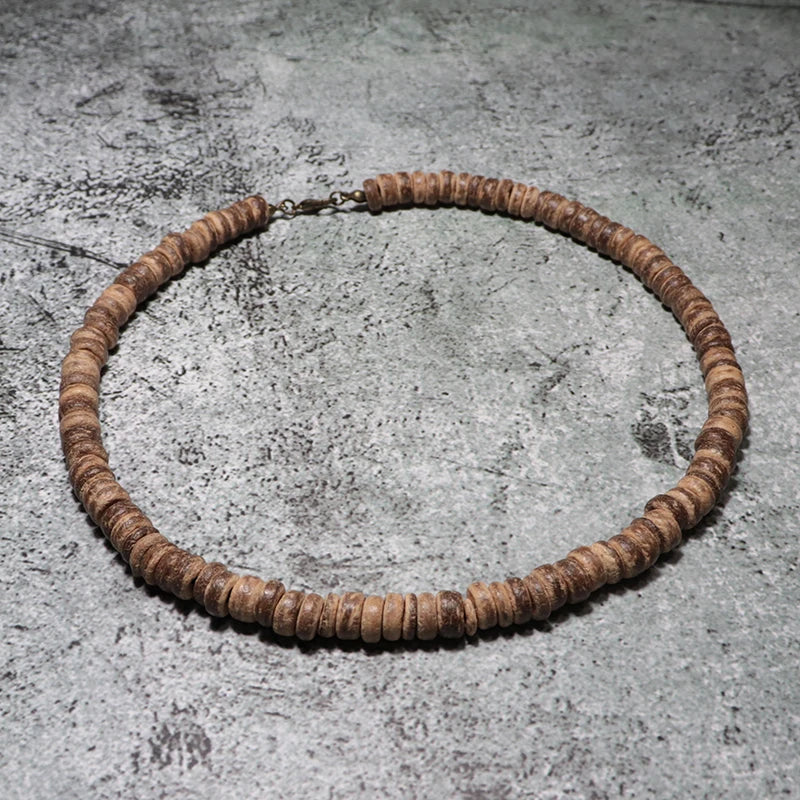 Collar de madera natural para hombre: gargantilla vintage y de meditación