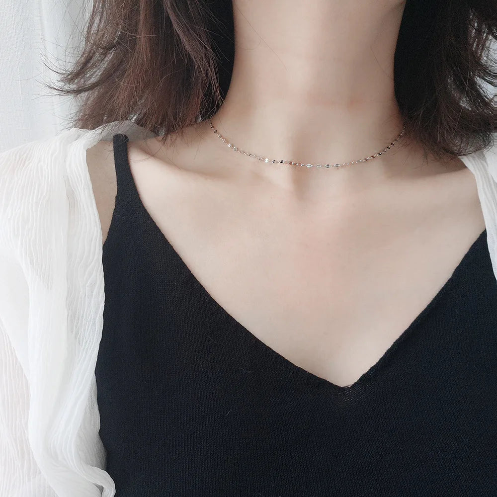 Collier chaîne ondulée en acier inoxydable – Finition dorée, style clavicule
