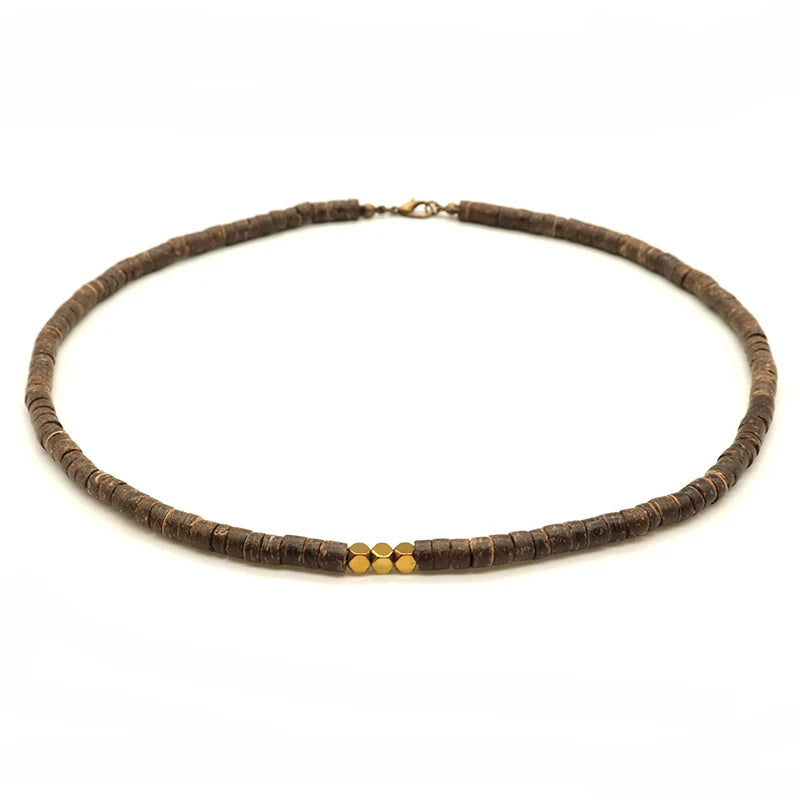 Collar de madera natural para hombre: gargantilla vintage y de meditación