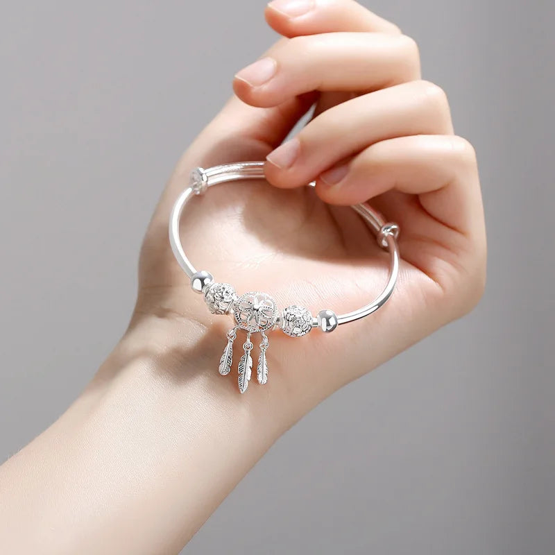 Bracelet Capteur de Rêves Argent 925–Perles,pampille Bohème