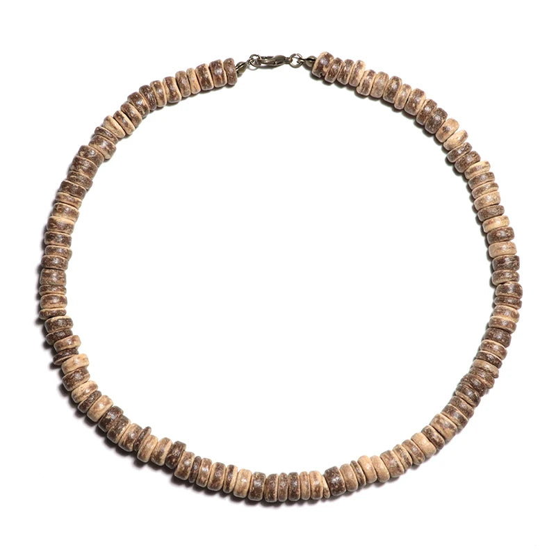 Collar de madera natural para hombre: gargantilla vintage y de meditación
