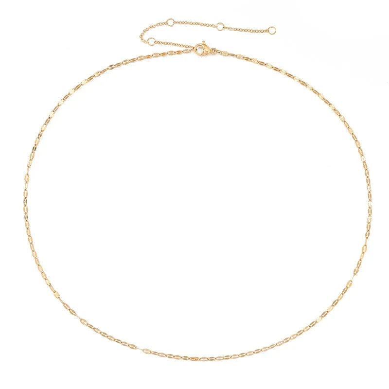Collar fino de acero inoxidable dorado - EManco Cadena doble minimalista, elegante estilo gargantilla