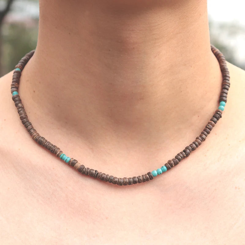 Collar de madera natural para hombre: gargantilla vintage y de meditación