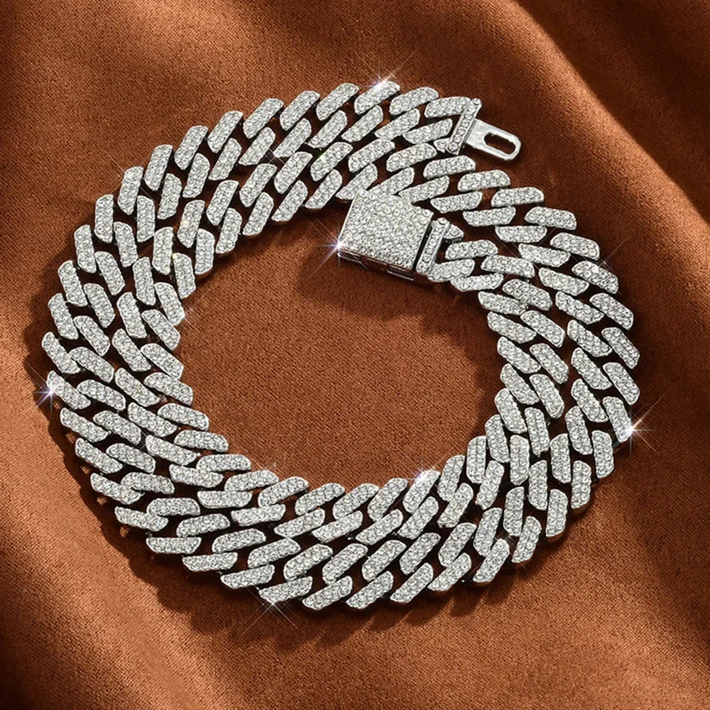 Hip Hop 12mm Baguette Tennis Chain Bracelet Square Cz Candy Iced Out Link Necklace HipHop Men Fashion Birthday Jewelry Box Clasp Heritage Chic
