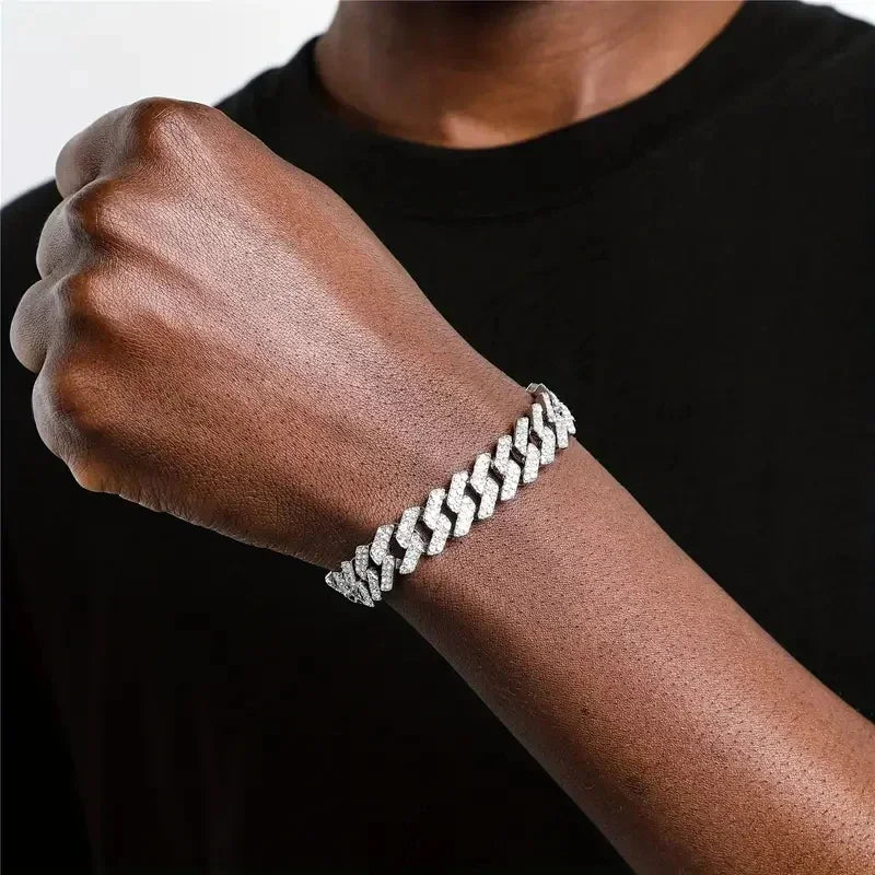 Hip Hop 12mm Baguette Tennis Chain Bracelet Square Cz Candy Iced Out Link Necklace HipHop Men Fashion Birthday Jewelry Box Clasp Heritage Chic
