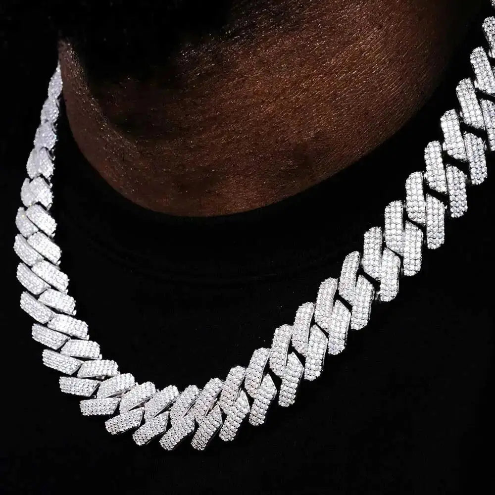 Hip Hop Jewelry 20mm Thick Cuban Link Chain Crystal Miami Gold Silver Two Color Iced Out CZ Cuban Chain Necklace Heritage Chic