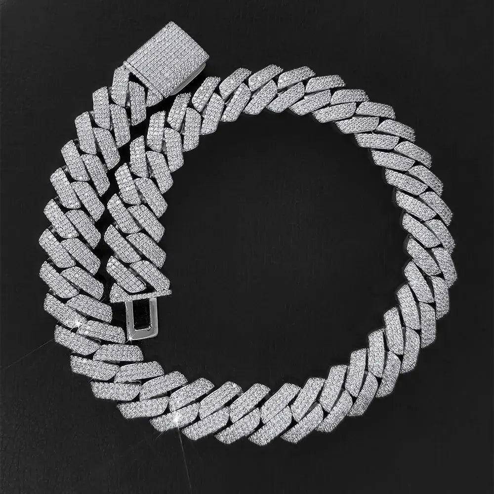 Hip Hop Jewelry 20mm Thick Cuban Link Chain Crystal Miami Gold Silver Two Color Iced Out CZ Cuban Chain Necklace Heritage Chic